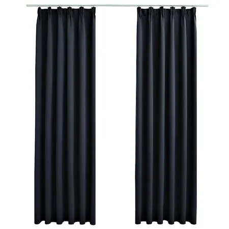  Draperii opace cu cârlige, 2 buc., antracit, 140 x 175 cm