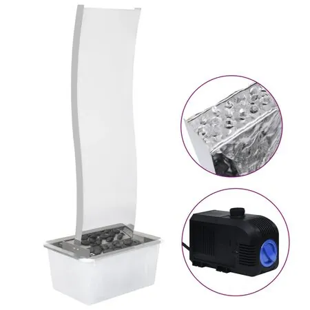  Fântână de grădină cu pompă, 130 cm, oțel inoxidabil, curbat