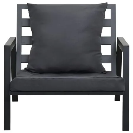 Set mobilier de grădină cu perne, 5 piese, gri închis, aluminiu
