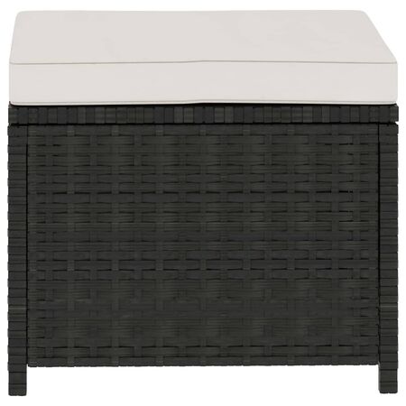  Set mobilier de grădină cu perne, 5 piese, negru, poliratan