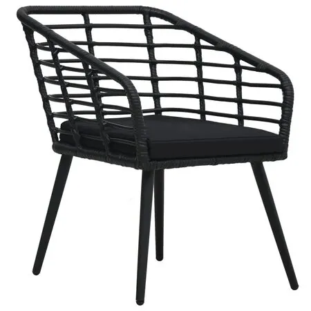  Set mobilier de bistro, 3 piese, negru, poliratan