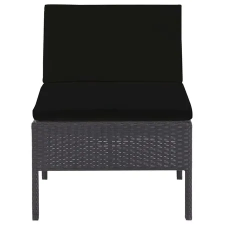  Set mobilier de grădină cu perne, 5 piese, negru, poliratan