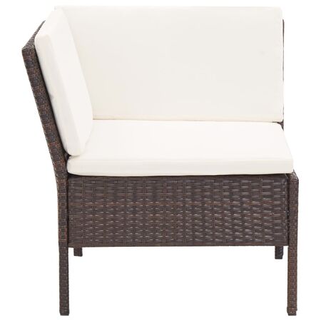  Set mobilier de grădină cu perne, 6 piese, maro, poliratan