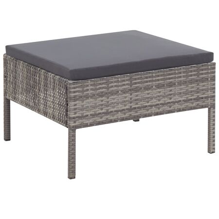  Set mobilier de grădină cu perne, 3 piese, gri, poliratan