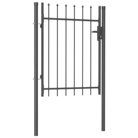  Poartă de gard, o ușă, cu vârf suliță, negru, 1 x 1,2 m, oțel