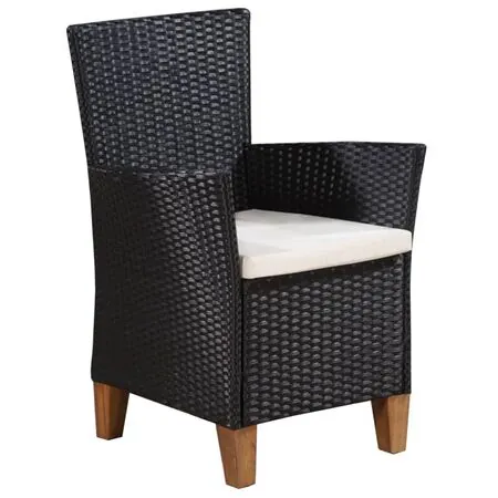  Set mobilier de exterior, 5 piese, negru și maro, poliratan