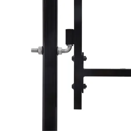  Poartă de gard, o ușă, cu vârf suliță, negru, 1 x 1,2 m, oțel