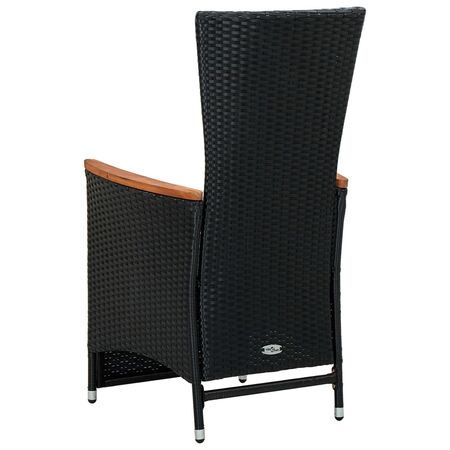  Set mobilier de exterior cu perne, 9 piese, negru, poliratan