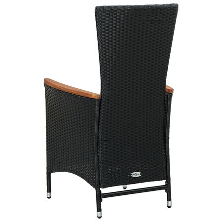  Set mobilier de exterior cu perne, 9 piese, negru, poliratan