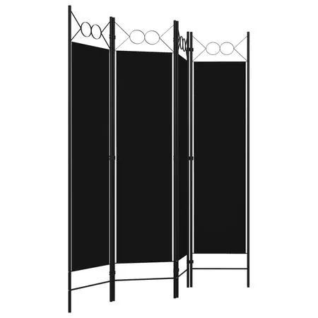  Paravan de cameră cu 4 panouri, negru, 160 x 180 cm