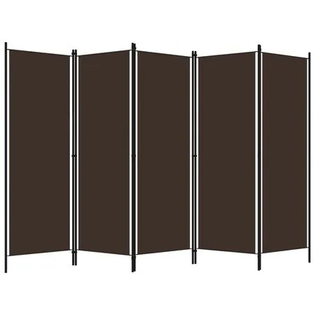  Paravan de cameră cu 5 panouri, maro, 250 x 180 cm