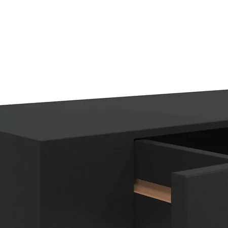  Raft de perete suspendat cu sertar, negru, 48 x 25 x 8 cm