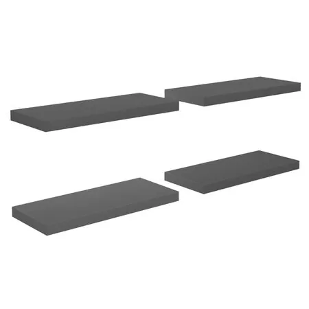 Rafturi de perete, 4 buc., gri extralucios, 60x23,5x3,8 cm, MDF