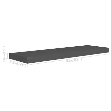  Raft de perete suspendat, negru, 80x23,5x3,8 cm, MDF