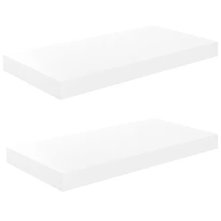  Rafturi de perete, 2 buc., alb extralucios, 50x23x3,8 cm, MDF