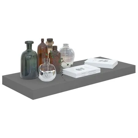  Rafturi de perete, 4 buc., gri extralucios, 60x23,5x3,8 cm, MDF