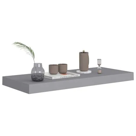  Rafturi de perete suspendate, 2 buc., gri, 60x23,5x3,8 cm, MDF