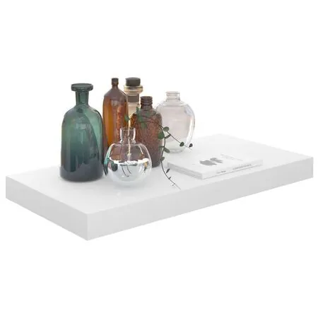  Rafturi de perete, 2 buc., alb extralucios, 50x23x3,8 cm, MDF