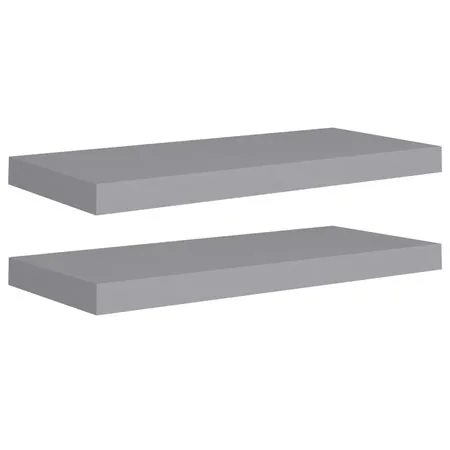  Rafturi de perete suspendate, 2 buc., gri, 60x23,5x3,8 cm, MDF