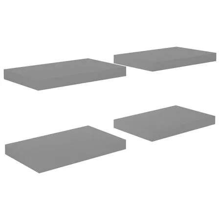  Rafturi de perete, 4 buc., gri extralucios, 40x23x3,8 cm, MDF