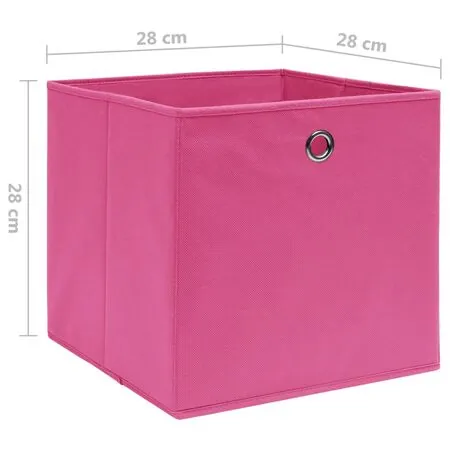  Cutii depozitare, 4 buc., roz, 28x28x28 cm, textil nețesut