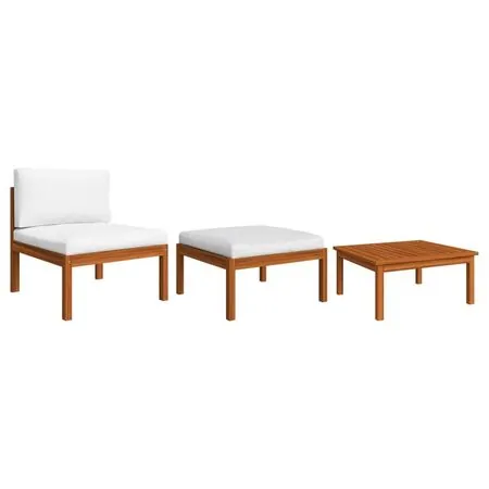  Set mobilier de grădină cu perne, 3 piese, lemn masiv de acacia