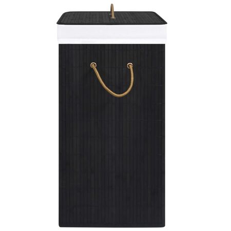  Coș de rufe din bambus cu 2 secțiuni, negru, 72 L