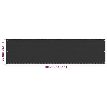  Paravan de balcon, antracit, 75x300 cm, HDPE