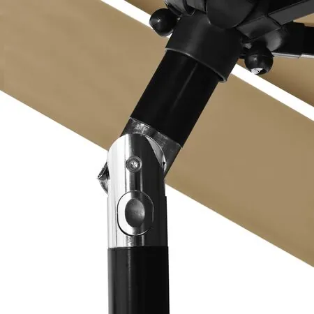  Umbrelă de grădină 3 niveluri, stâlp aluminiu, taupe, 2,5 m