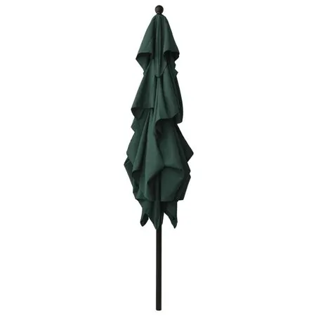  Umbrelă de soare 3 niveluri, stâlp aluminiu, verde, 2,5x2,5 m