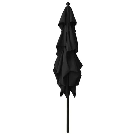  Umbrelă de soare 3 niveluri, stâlp aluminiu, negru, 2,5x2,5 m