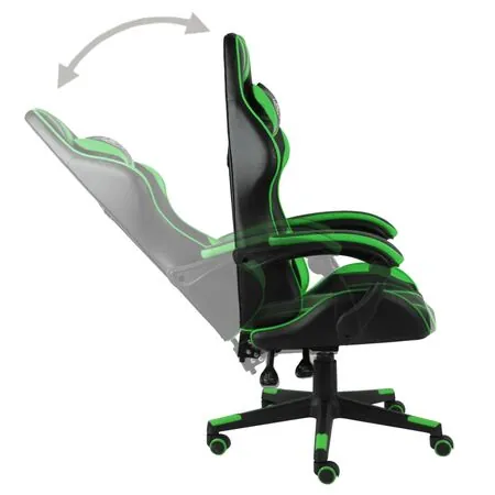  Scaun de racing, negru și verde, piele ecologică