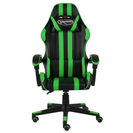  Scaun de racing, negru și verde, piele ecologică