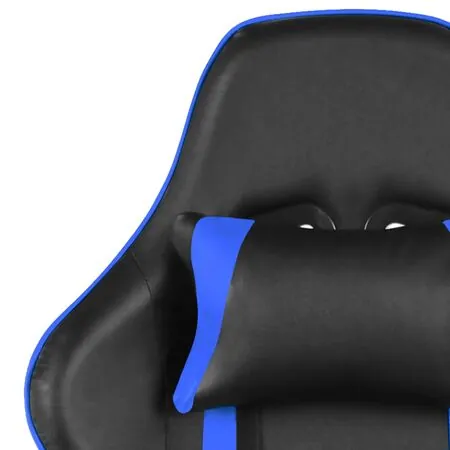  Scaun de jocuri pivotant cu suport de picioare, albastru, PVC