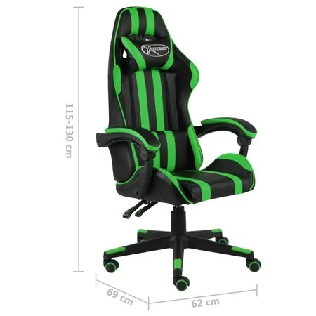  Scaun de racing, negru și verde, piele ecologică