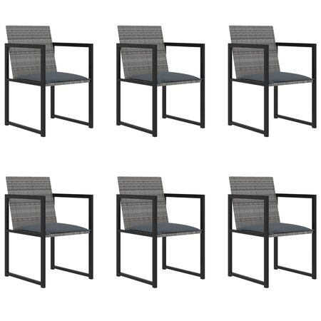  Set mobilier de grădină cu perne, 7 piese, gri, poliratan