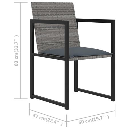  Set mobilier de grădină cu perne, 7 piese, gri, poliratan