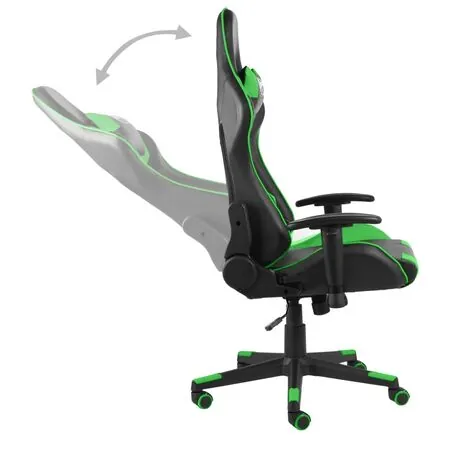  Scaun de jocuri pivotant, verde, PVC