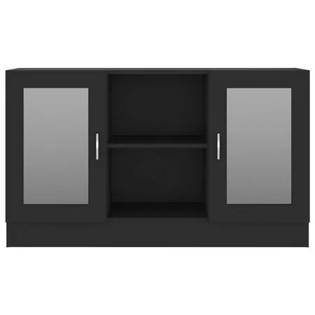  Dulap cu vitrină, negru, 120 x 30,5 x 70 cm, lemn prelucrat