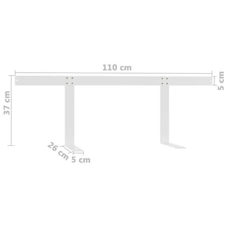  Spătar pentru canapea din paleți, alb, 110 cm, fier