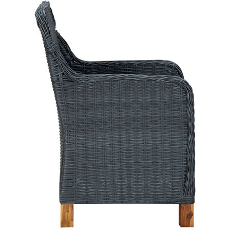  Set mobilier exterior cu perne, 9 piese, gri închis, poliratan