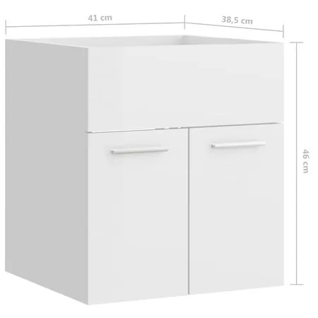  Set mobilier de baie, 2 piese, alb extralucios, lemn prelucrat