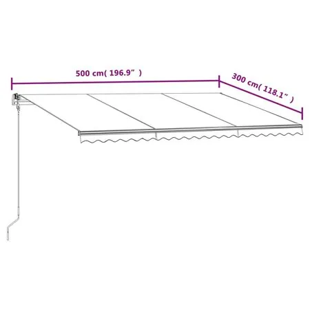  Copertină retractabilă automat, galben și alb, 500x300 cm