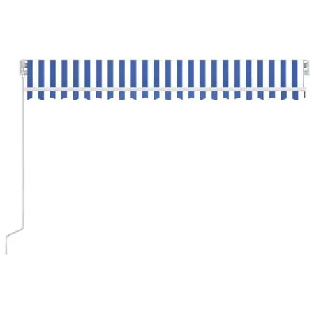  Copertină retractabilă manual cu LED, albastru/alb, 400x350 cm