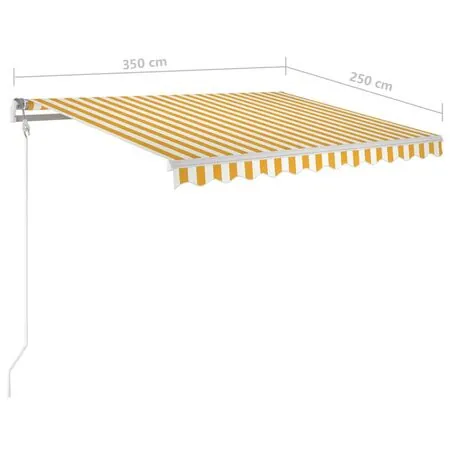  Copertină retractabilă manual, galben și alb, 350x250 cm