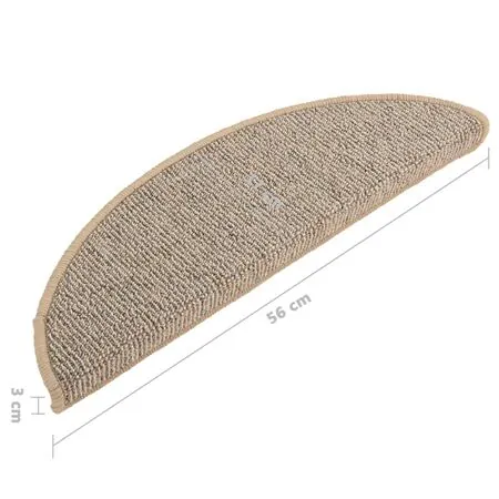 Covorașe pentru trepte scară, 15 buc., maro, 56x17x3 cm
