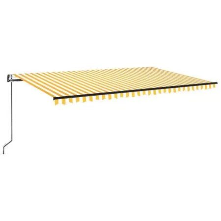  Copertină automată cu senzor vânt&LED, galben/alb, 500x300 cm