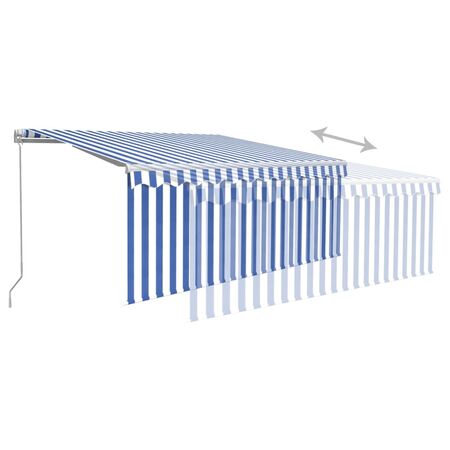  Copertină retractabilă manual cu stor&LED albastru&alb 3,5x2,5m  