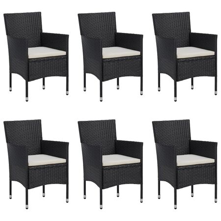  Set de masă pentru grădină, 7 piese, negru, poliratan