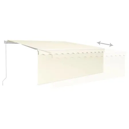  Copertină retractabilă manual cu stor, crem, 4x3 m
